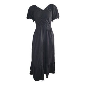 Downeast Dress Womens Size M Medium Solid All Black Milkmaid Goth Cottage Core